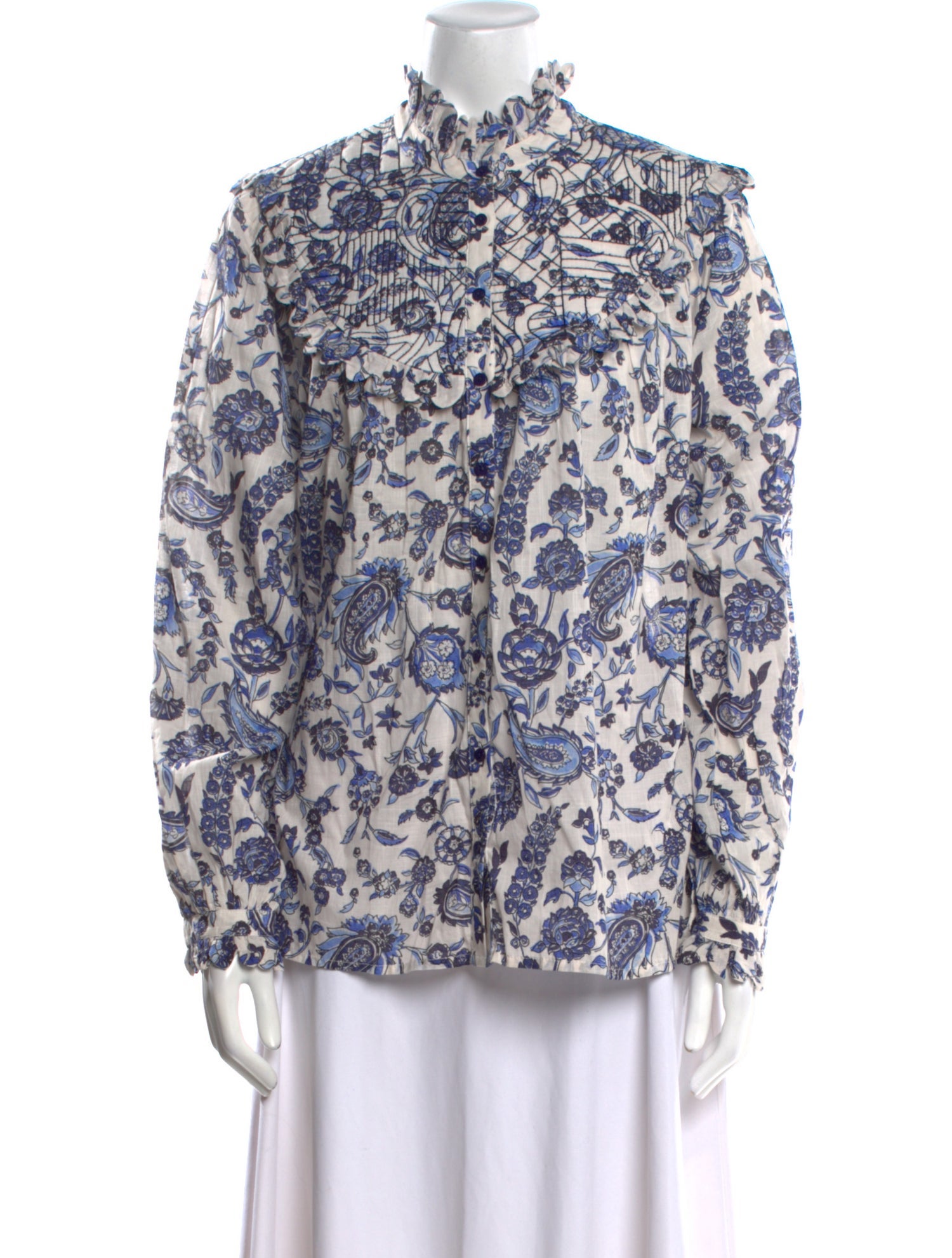 Claudie Pierlot Paisley Print Mock Neck Blouse