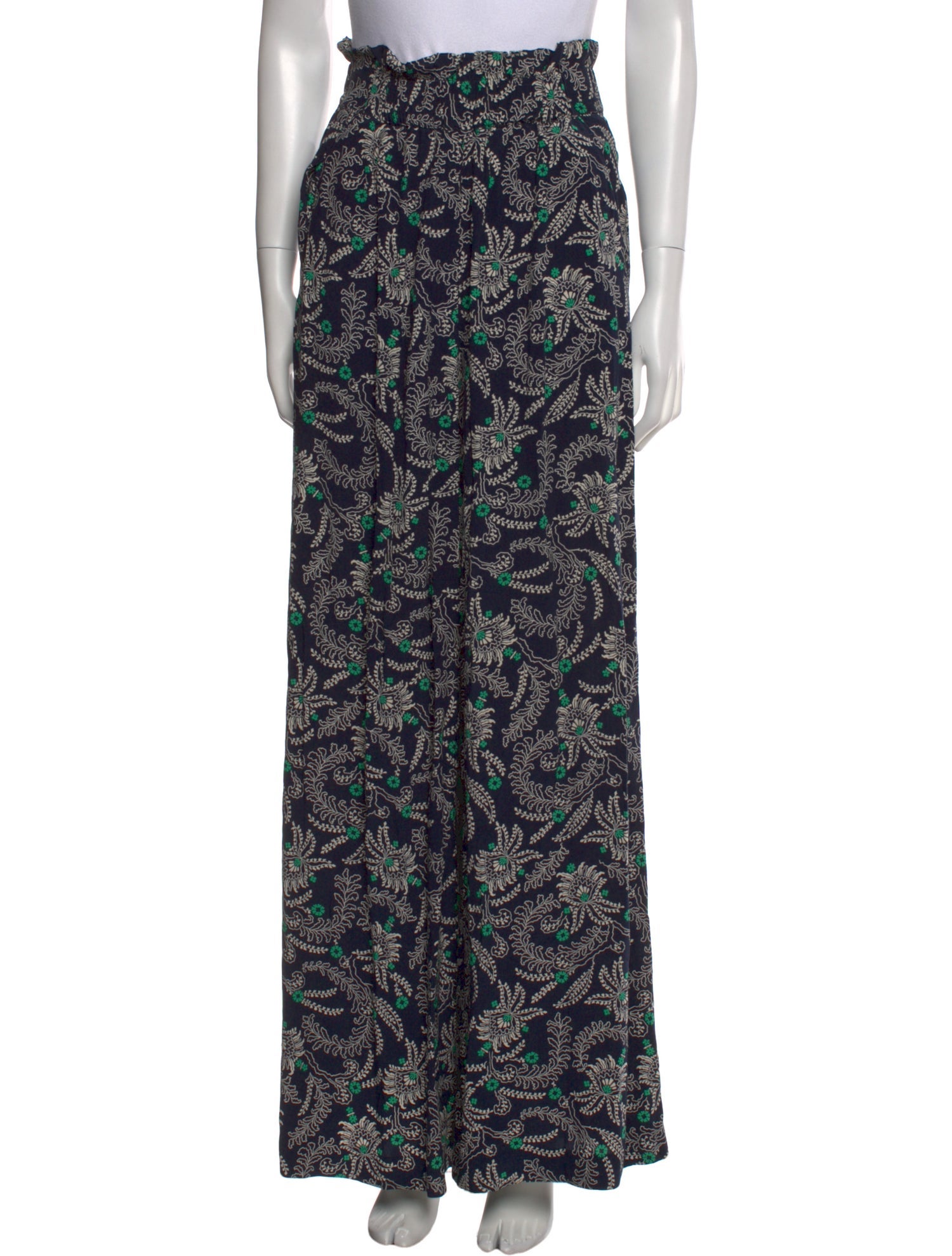 Claudie Pierlot Floral Print Wide Leg Pants