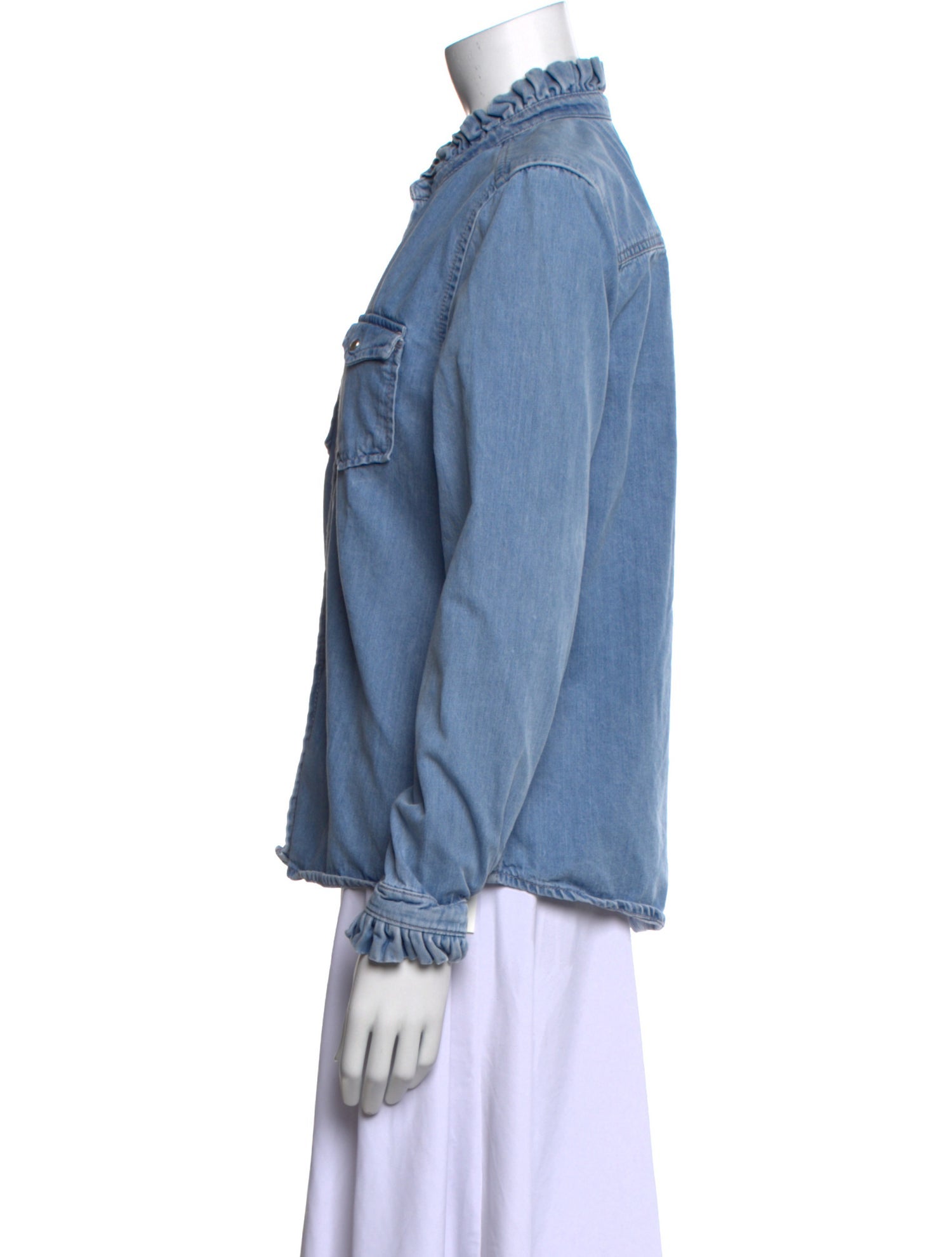 Claudie Pierlot Mock Neck Long Sleeve Button-Up Top