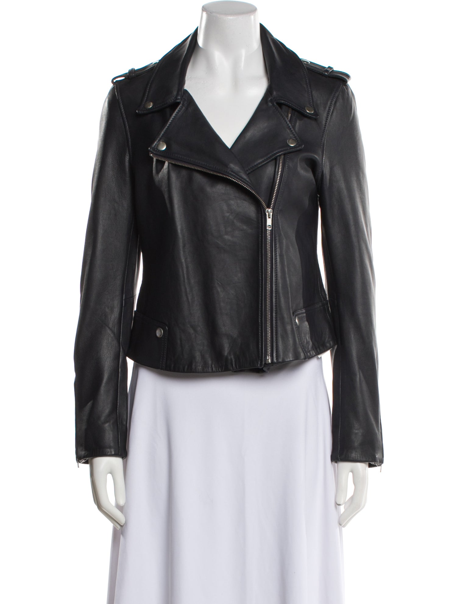 Claudie Pierlot Lamb Leather Biker Jacket