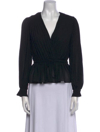 Claudie Pierlot V-Neck Long Sleeve Crop Top