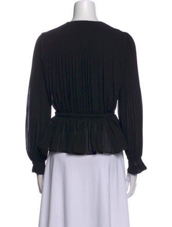 Claudie Pierlot V-Neck Long Sleeve Crop Top