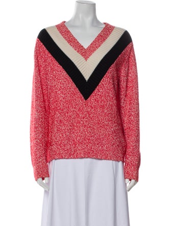 Claudie Pierlot Colorblock Pattern V-Neck Sweater