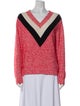 Claudie Pierlot Colorblock Pattern V-Neck Sweater