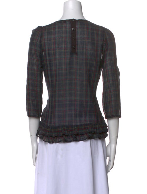 Claudie Pierlot Plaid Print Scoop Neck Top