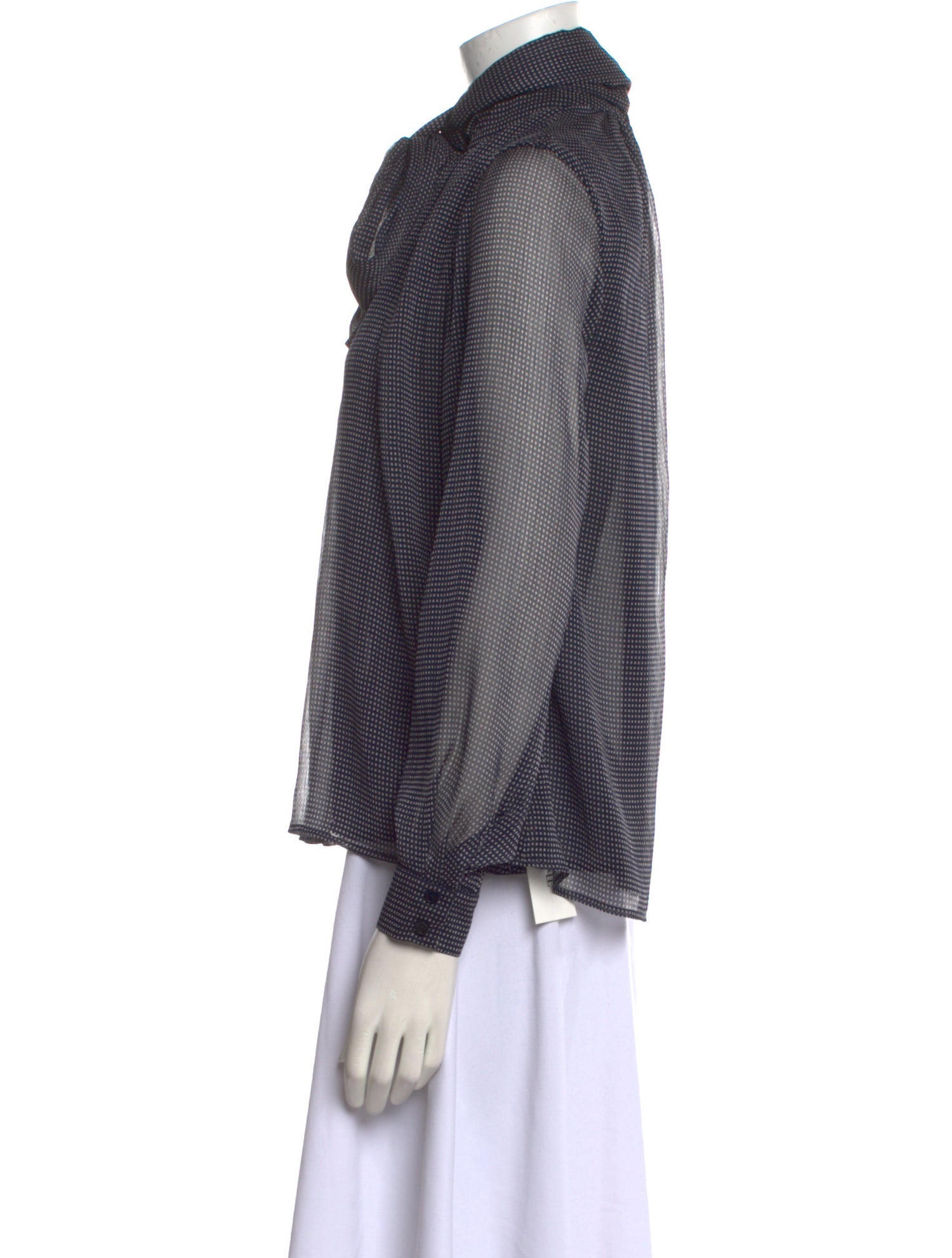 Claudie Pierlot Plaid Print Mock Neck Blouse w/ Tags