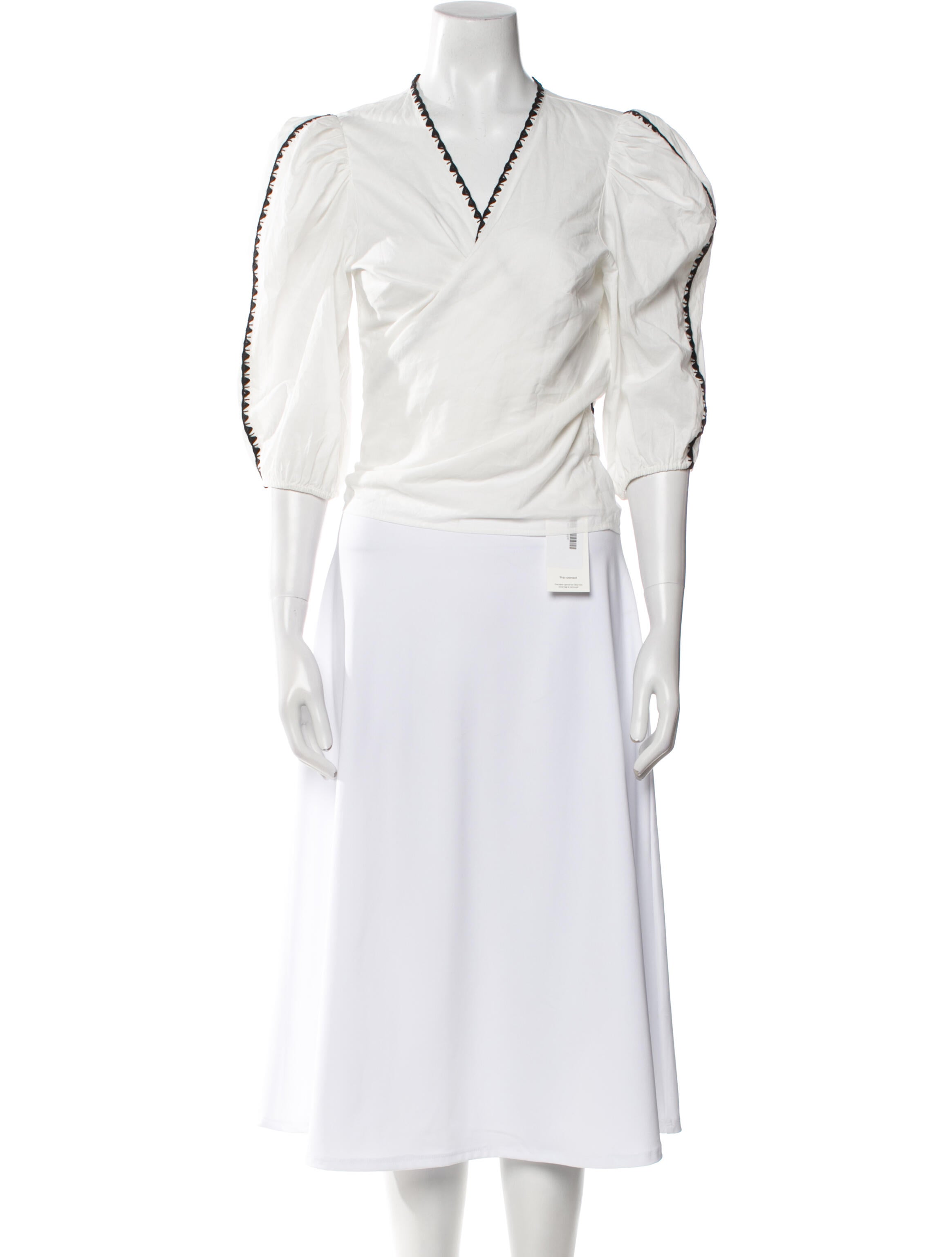 Claudie Pierlot V-Neck Three-Quarter Sleeve Crop Top