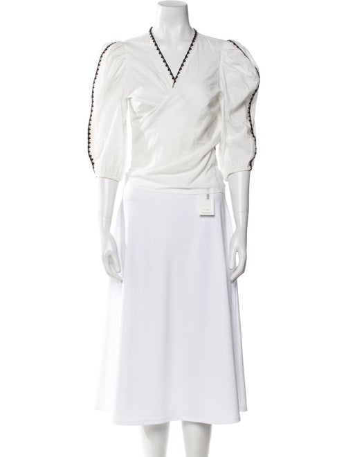 Claudie Pierlot V-Neck Three-Quarter Sleeve Crop Top