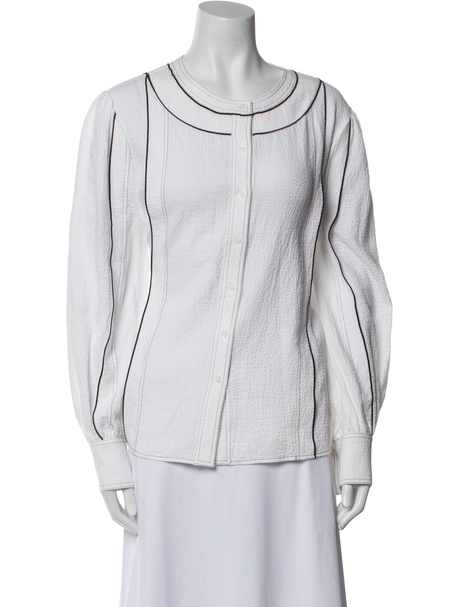 Claudie Pierlot Scoop Neck Long Sleeve Button-Up Top