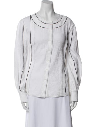 Claudie Pierlot Scoop Neck Long Sleeve Button-Up Top