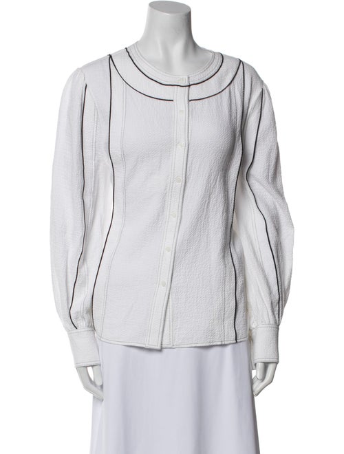 Claudie Pierlot Scoop Neck Long Sleeve Button-Up Top