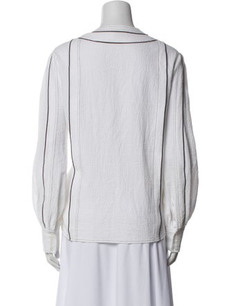 Claudie Pierlot Scoop Neck Long Sleeve Button-Up Top
