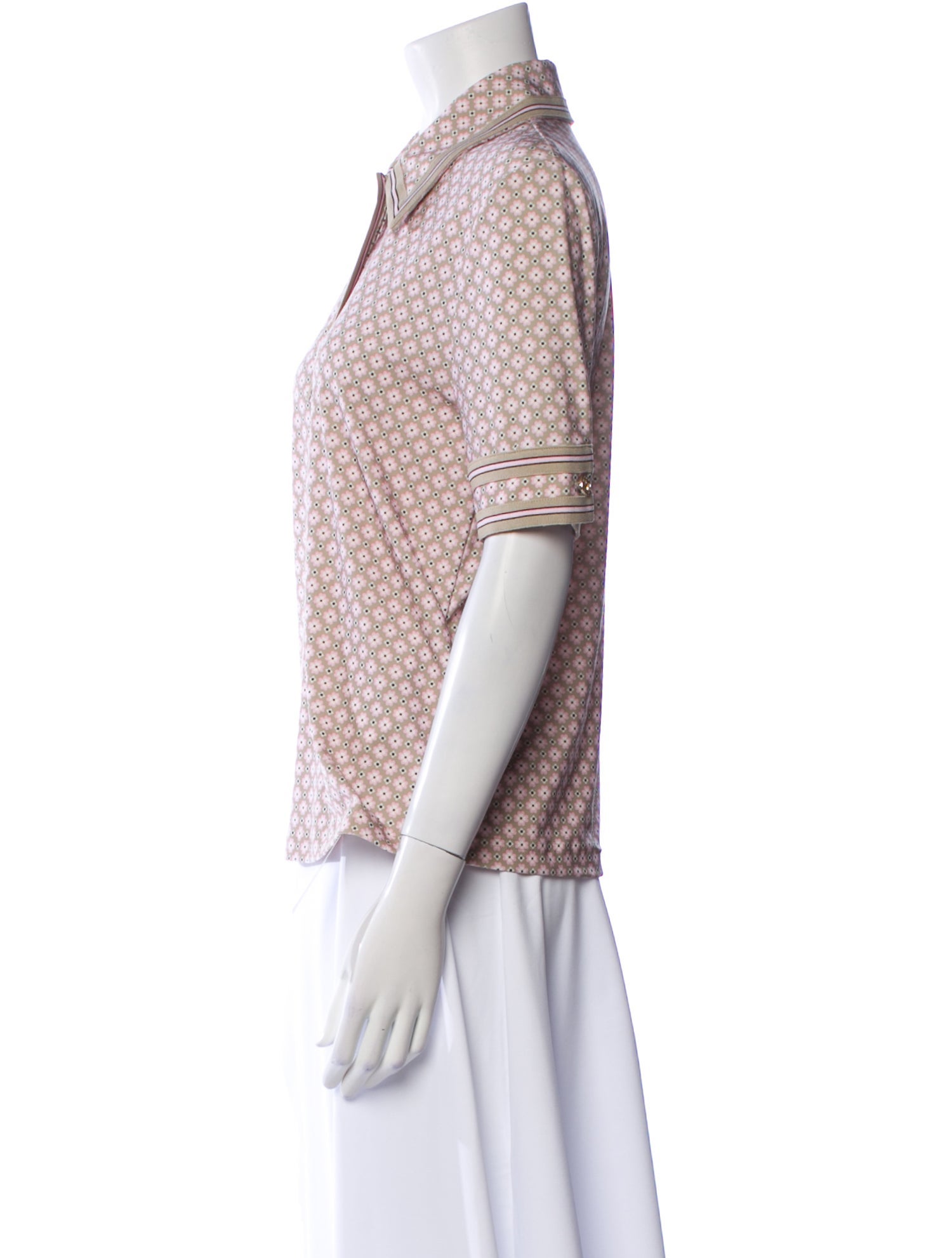 Claudie Pierlot Printed Short Sleeve Button-Up Top