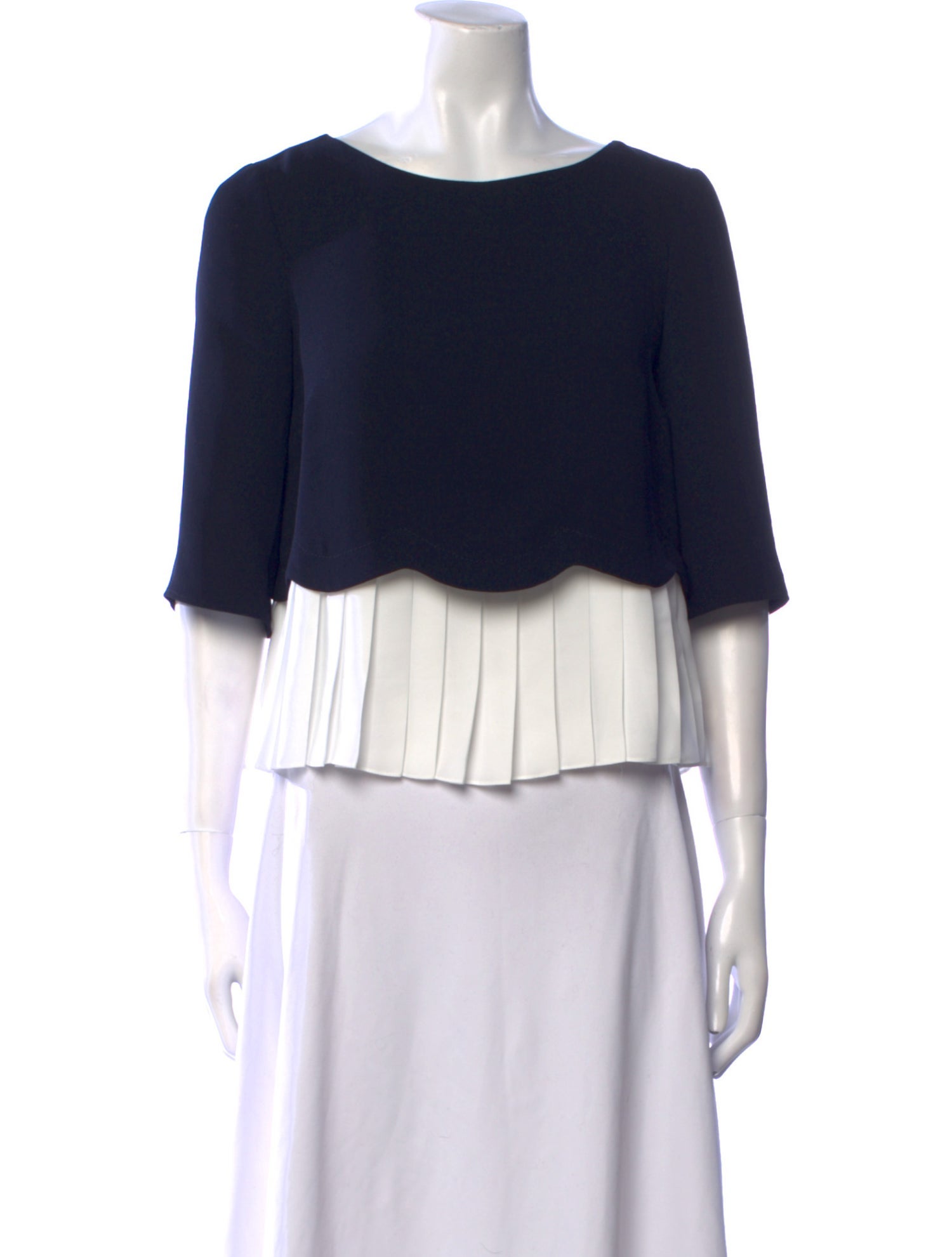 Claudie Pierlot Bateau Neckline Three-Quarter Sleeve Crop Top