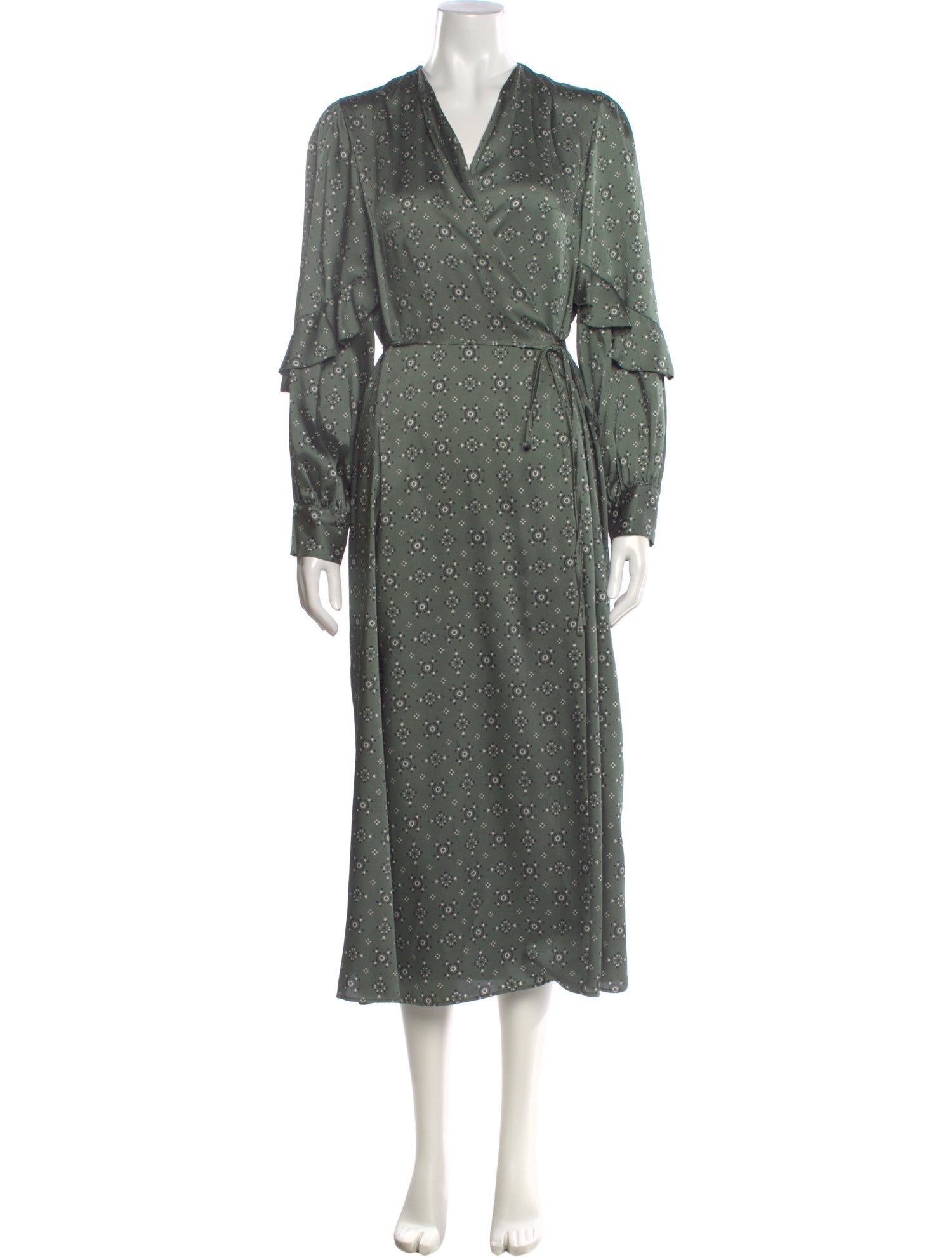 claudie pierlot green dress V-Neck Long - Dresses, Clothing - WCLDE22553 Size 17