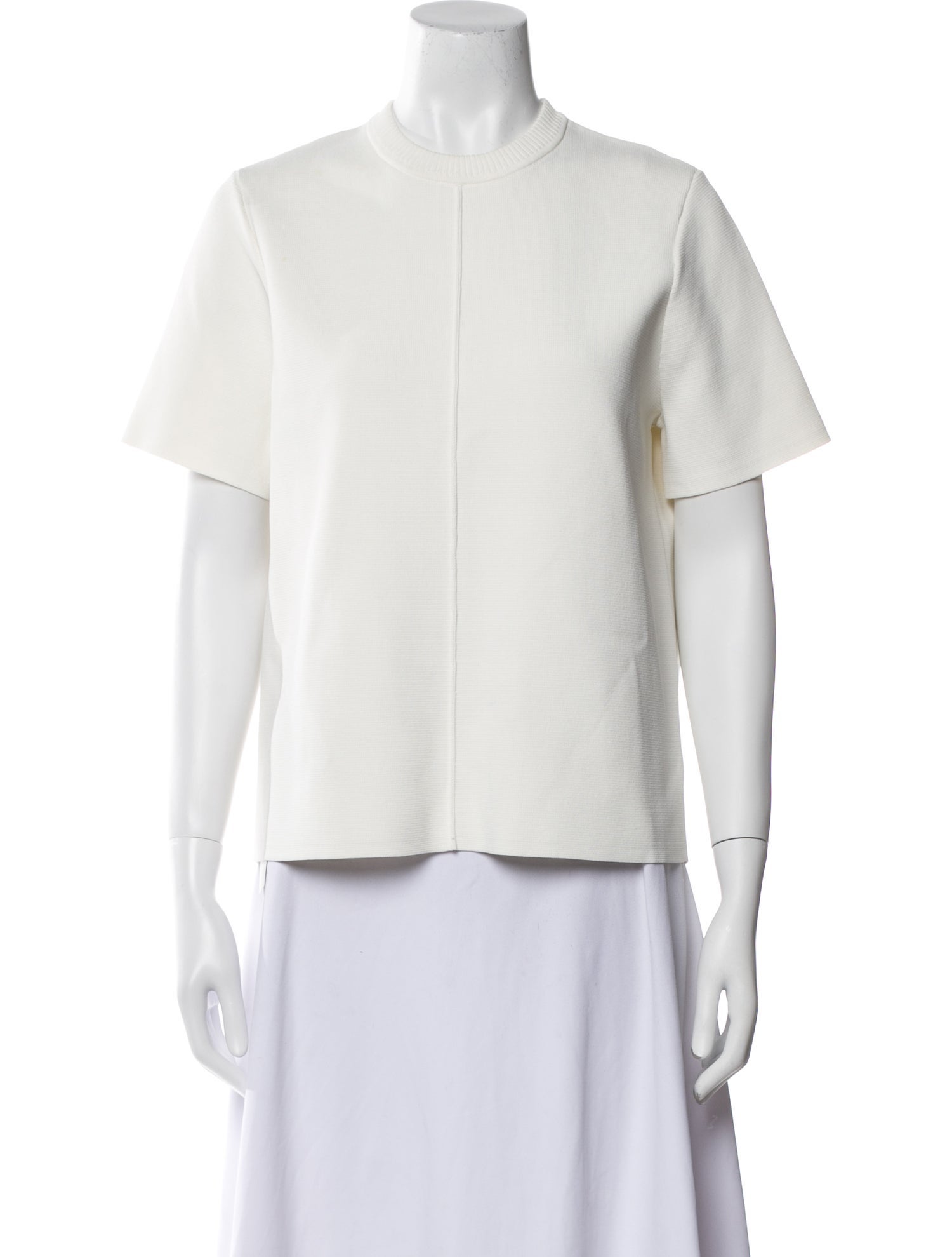 CLEA Crew Neck Short Sleeve Button-Up Top