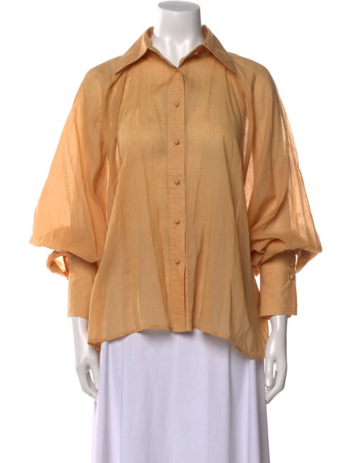 CLEA Three-Quarter Sleeve Button-Up Top