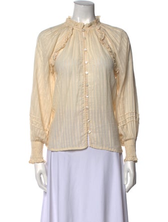 Cleobella Striped Mock Neck Button-Up Top