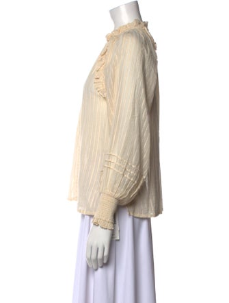 Cleobella Striped Mock Neck Button-Up Top