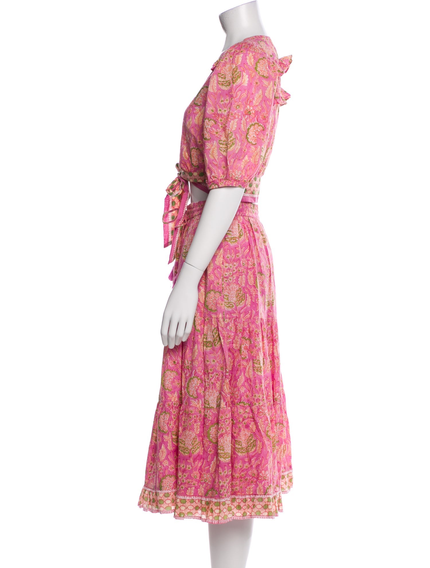 Cleobella Floral Print Ruffle Embellishment Skirt Set