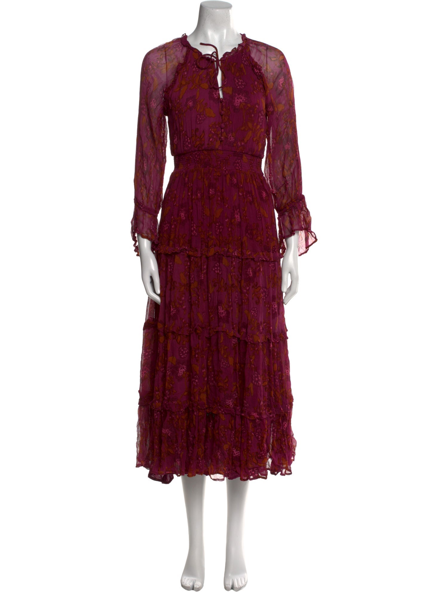 Cleobella Floral Print Midi Length Dress