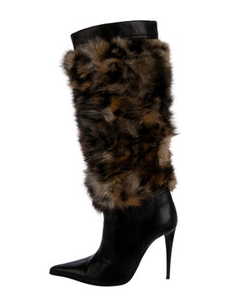 Claudio Milano Leather Fur Trim Boots