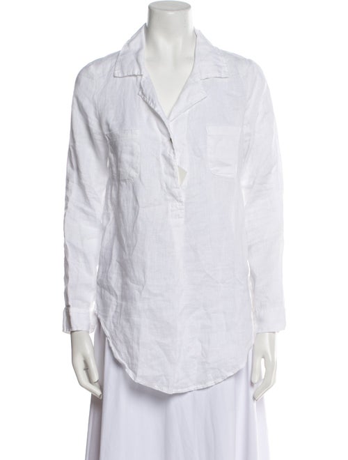 Claudio Milano Linen Three-Quarter Sleeve Button-Up Top