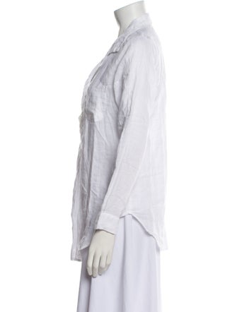 Claudio Milano Linen Three-Quarter Sleeve Button-Up Top