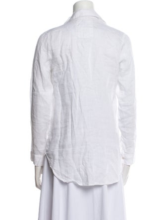 Claudio Milano Linen Three-Quarter Sleeve Button-Up Top