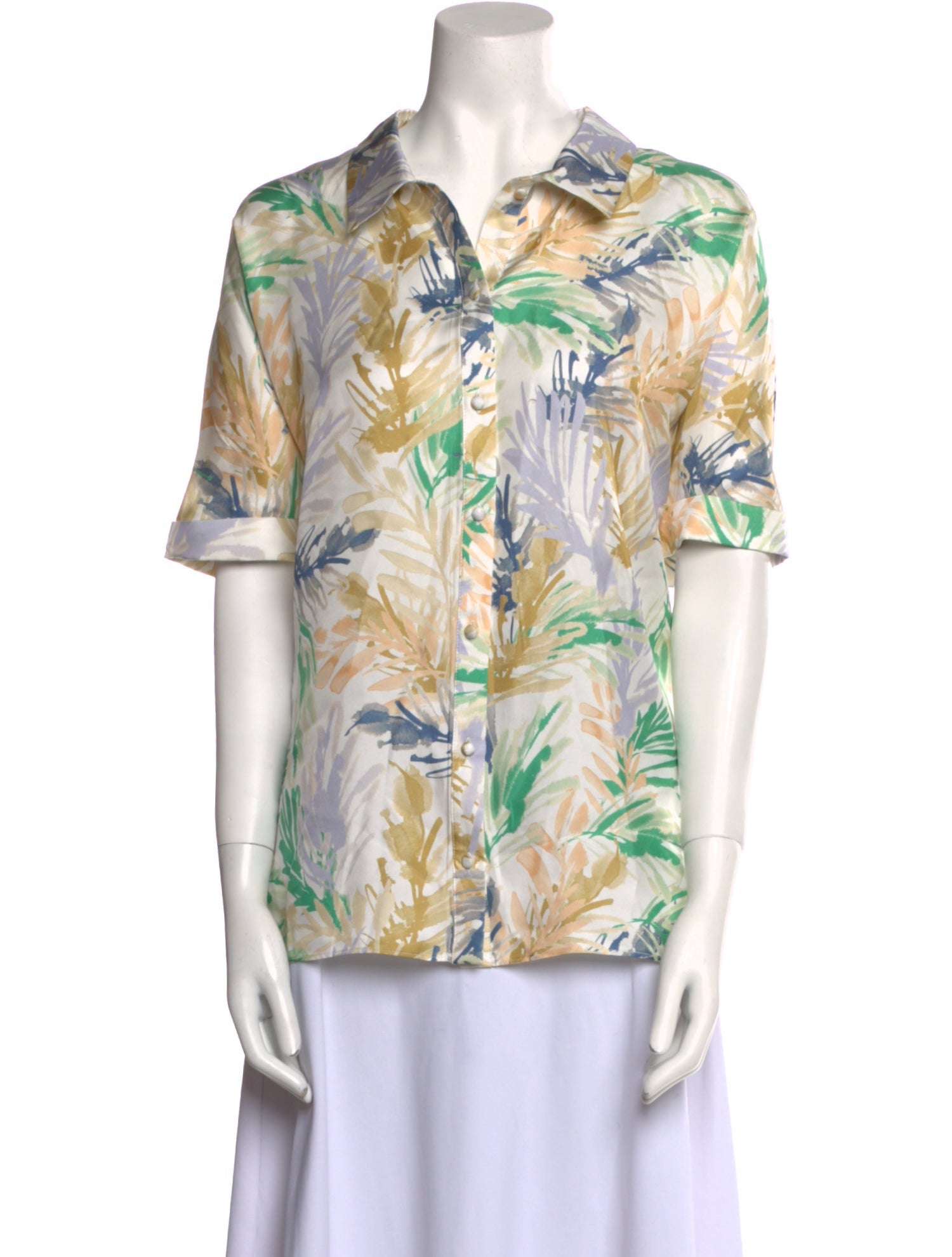 Christy Lynn Silk Printed Button-Up Top