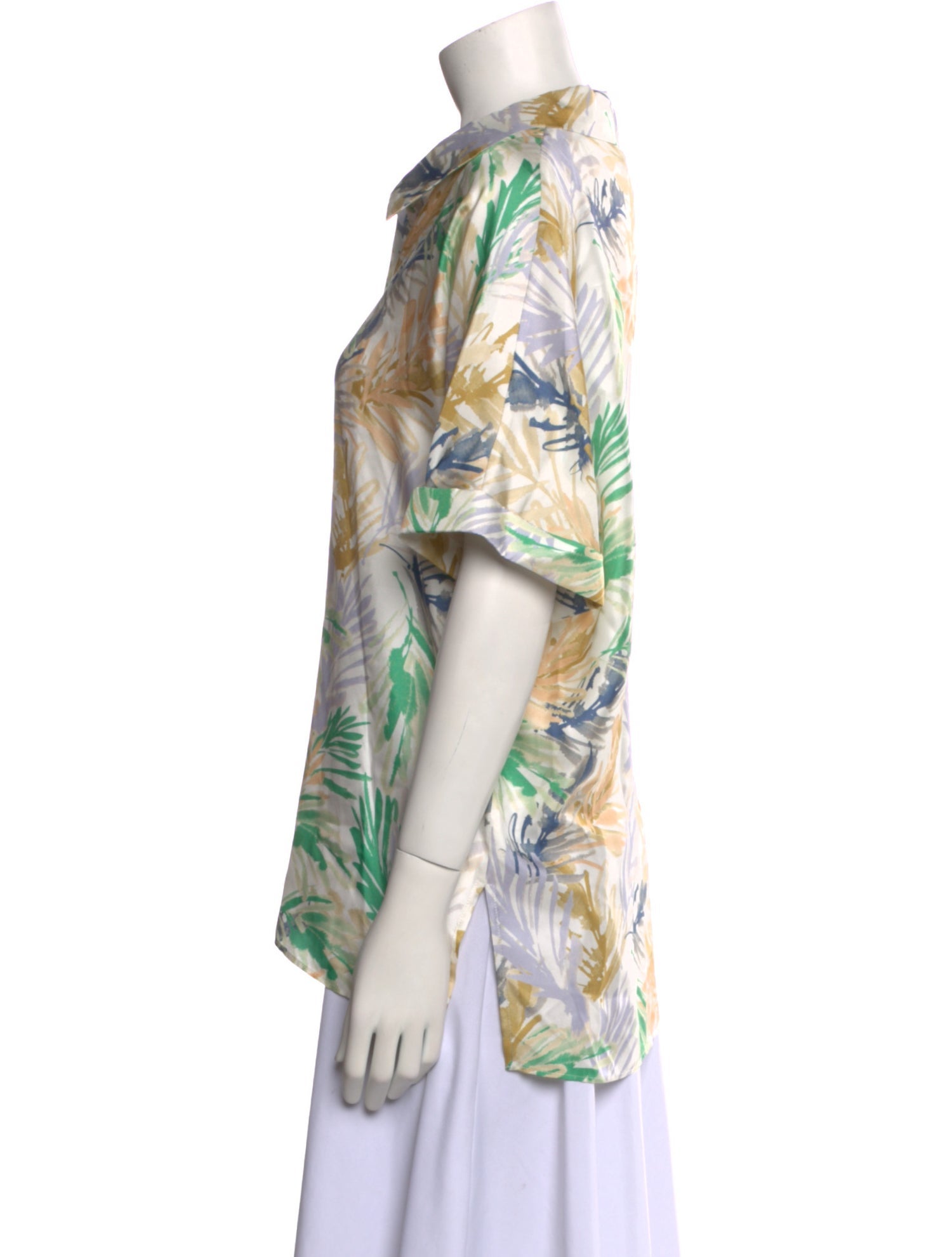 Christy Lynn Silk Printed Button-Up Top