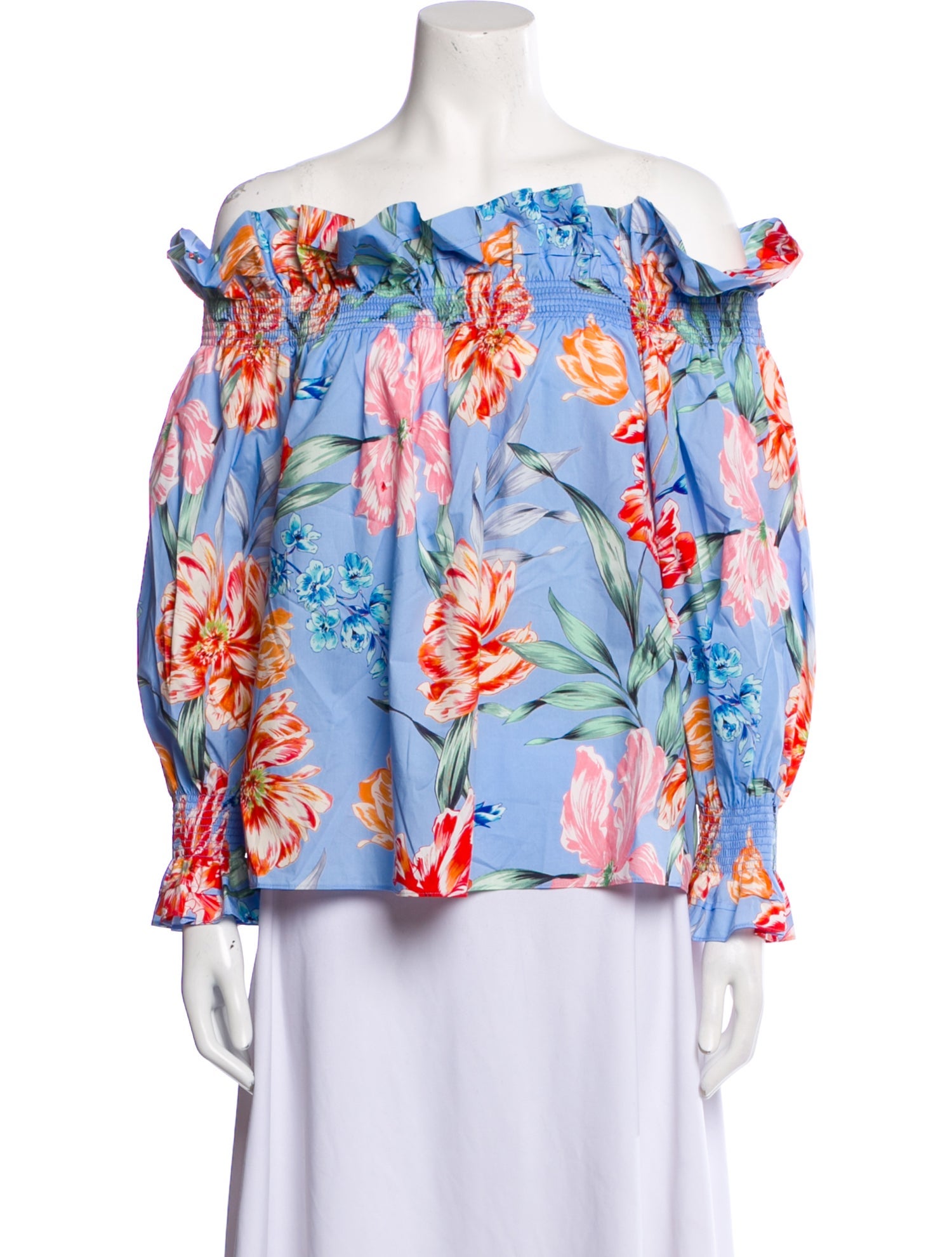 Christy Lynn Floral Print Off-The-Shoulder Blouse