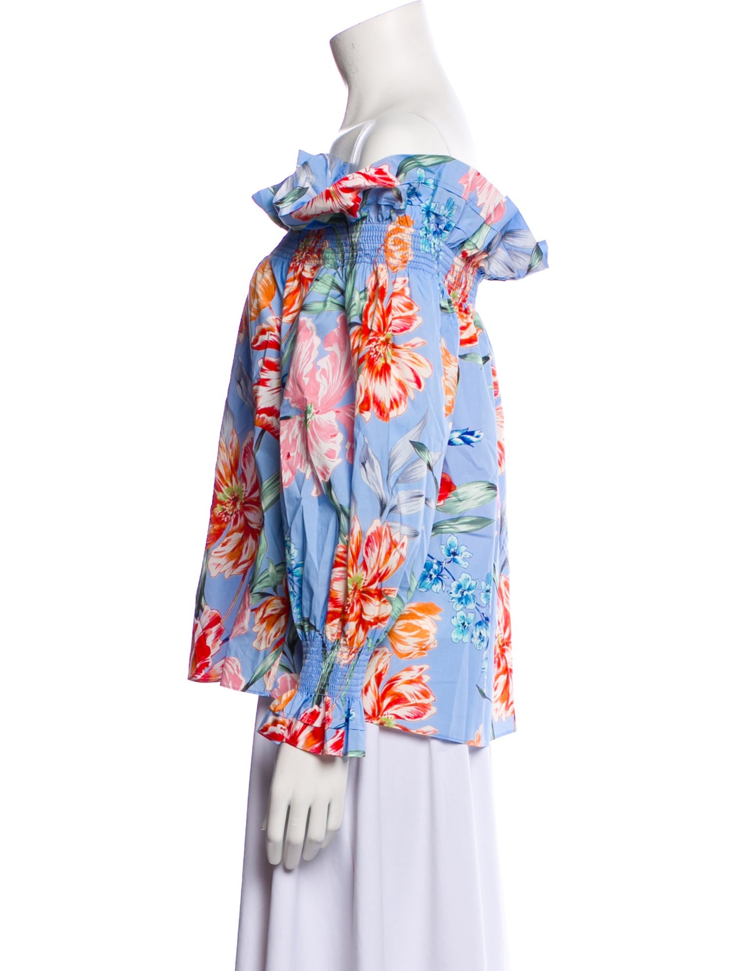 Christy Lynn Floral Print Off-The-Shoulder Blouse