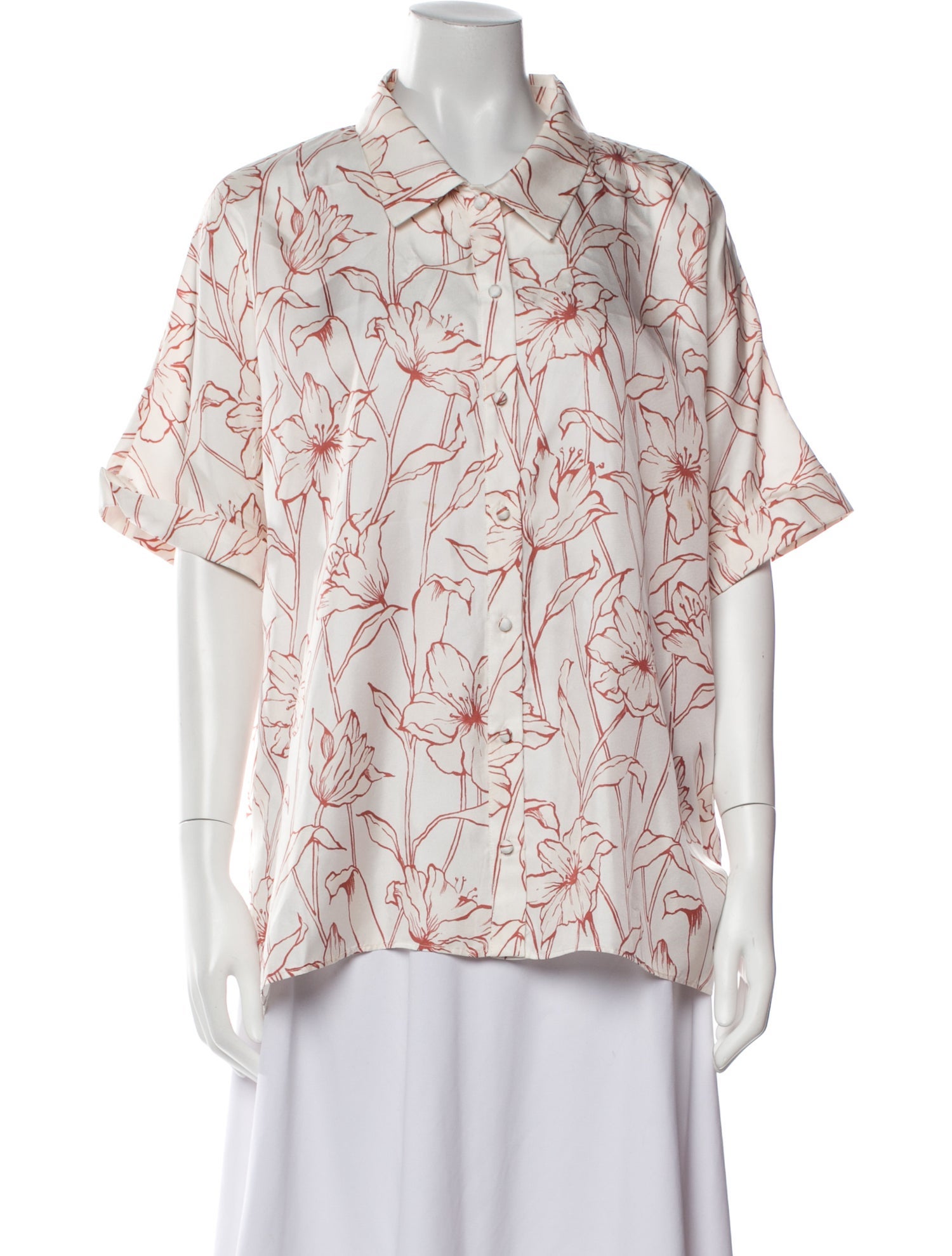 Christy Lynn Silk Printed Button-Up Top