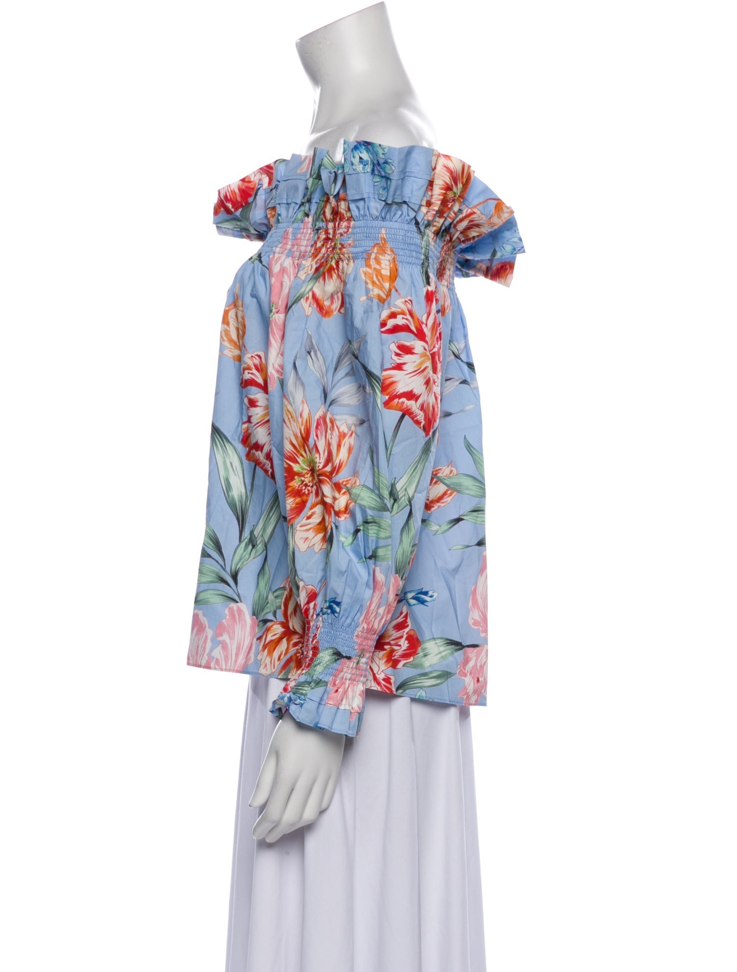 Christy Lynn Floral Print Off-The-Shoulder Blouse