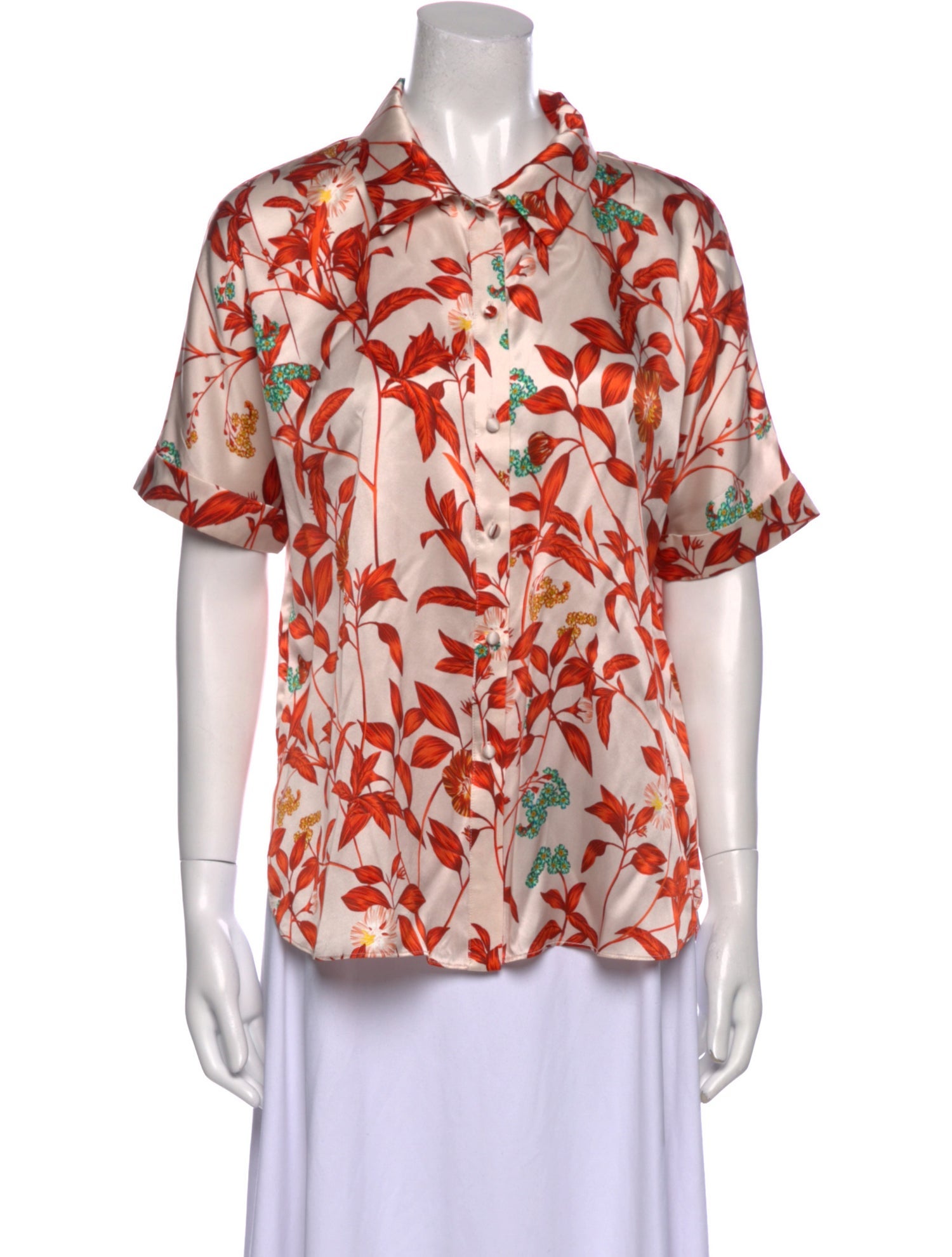 Christy Lynn Silk Floral Print Button-Up Top