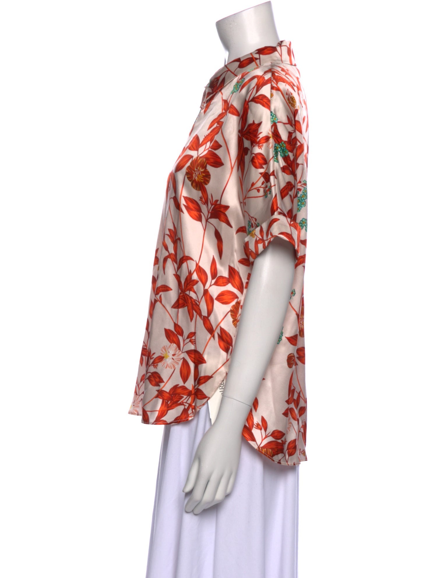 Christy Lynn Silk Floral Print Button-Up Top