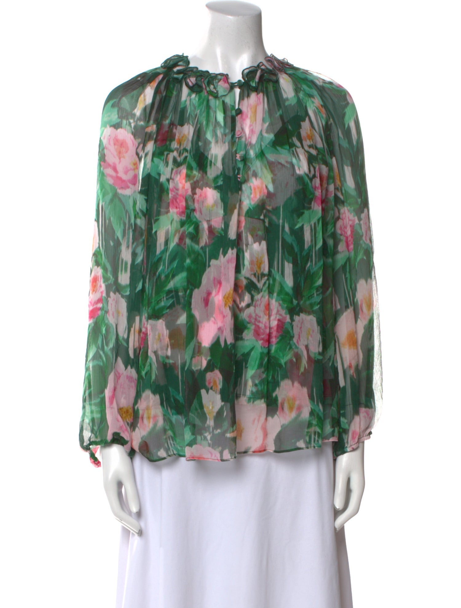 Christy Lynn Silk Floral Print Blouse
