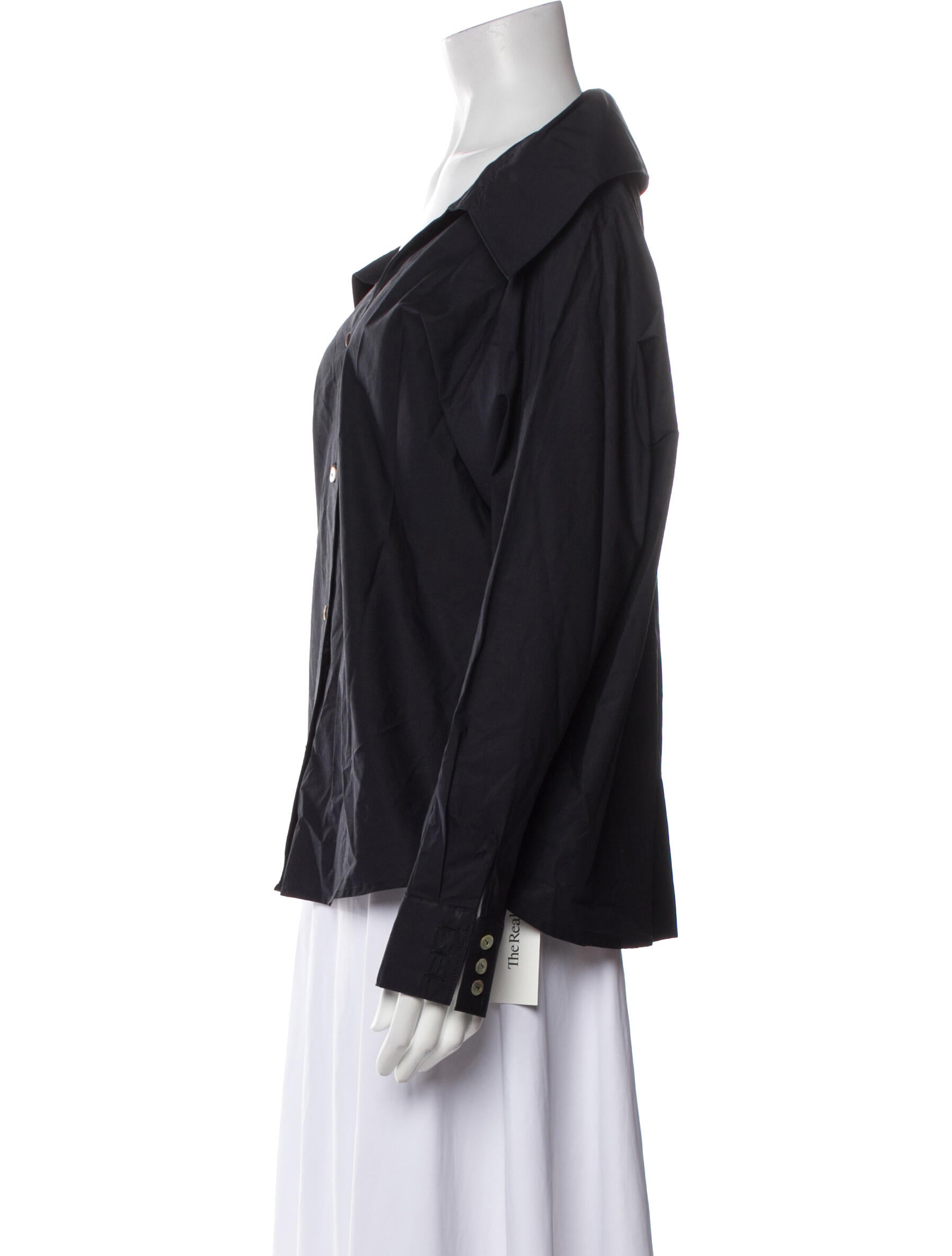 Christy Lynn Off-The-Shoulder Long Sleeve Button-Up Top