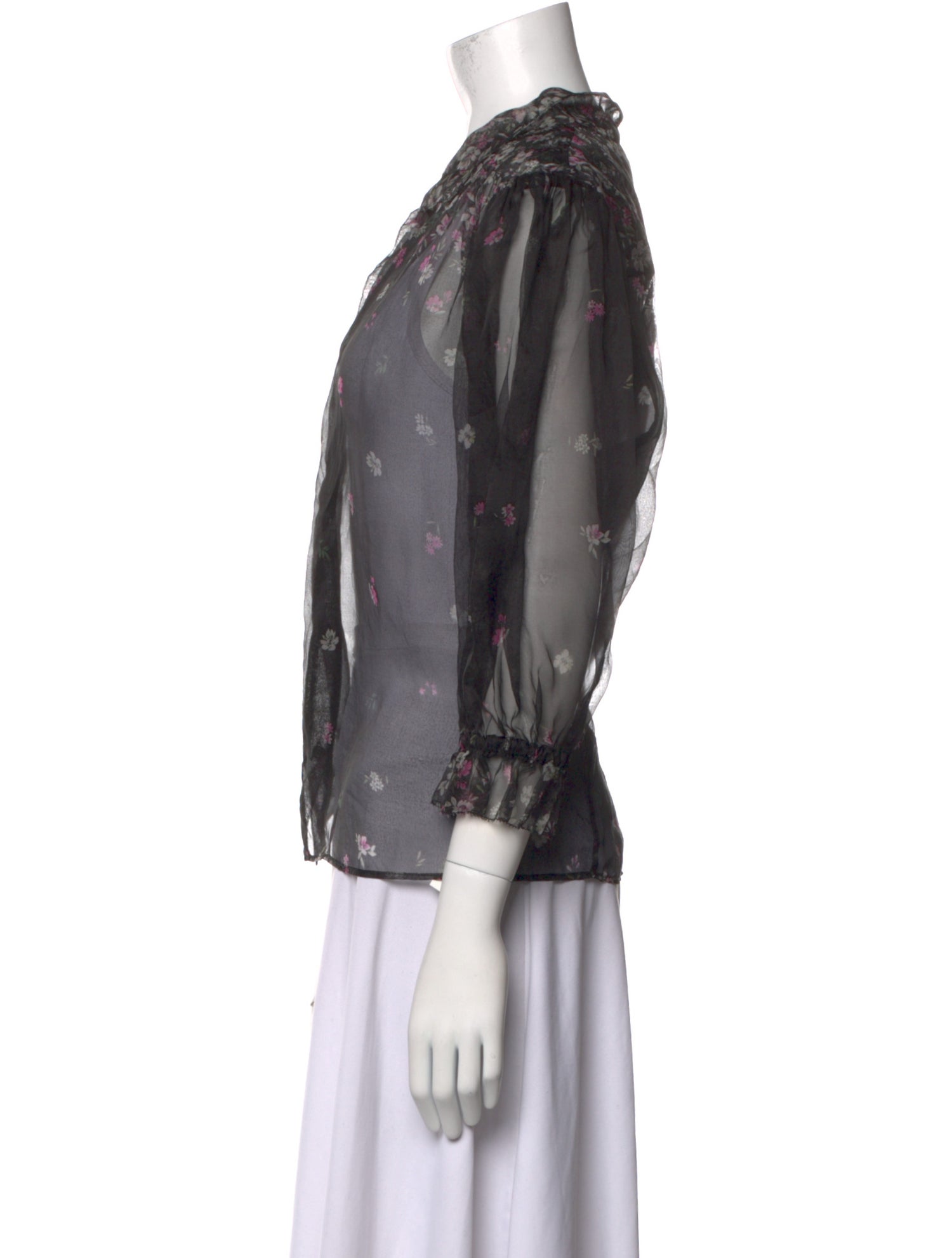 Christy Lynn Silk Printed Button-Up Top