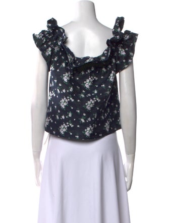 Christy Lynn Floral Print Square Neckline Crop Top