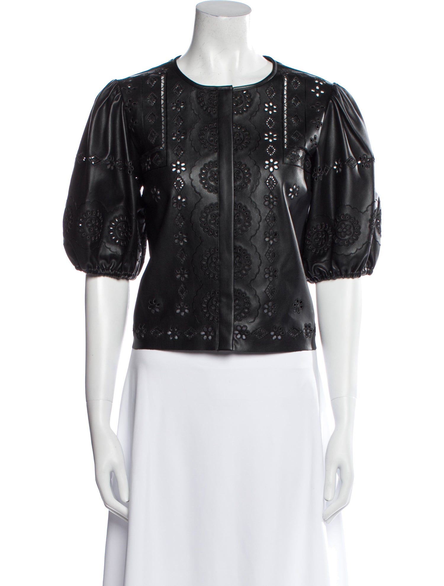 Christy Lynn Lace Pattern Crew Neck Crop Top w/ Tags