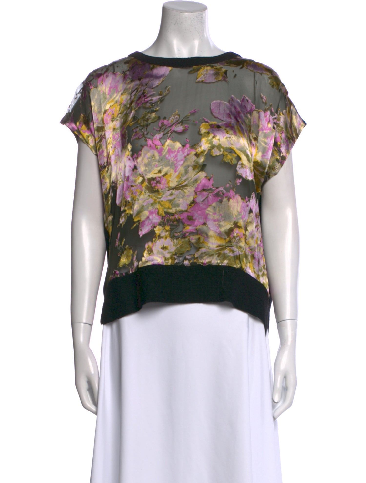 Christy Lynn Floral Print Bateau Neckline Blouse