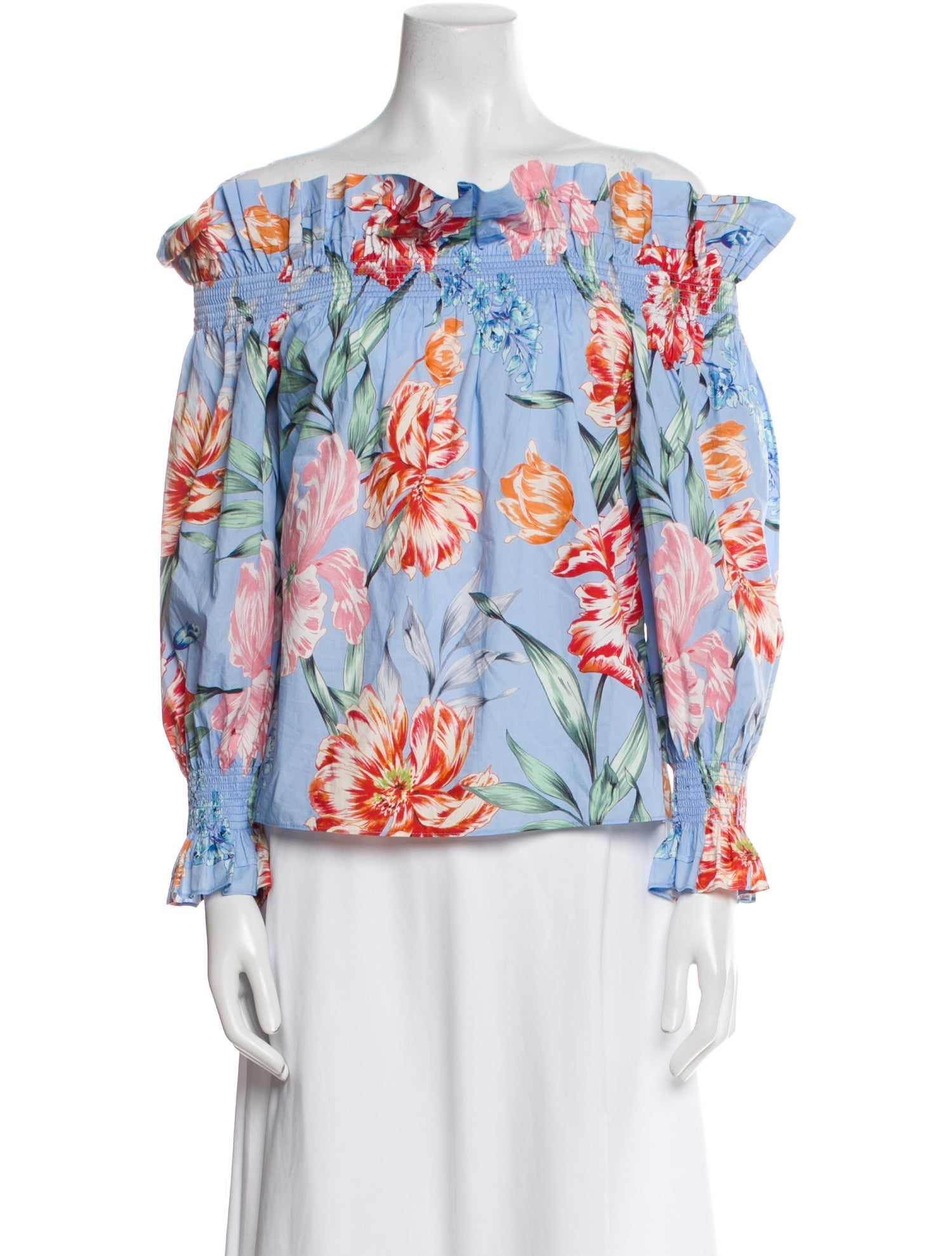 Christy Lynn Floral Print Off-The-Shoulder Blouse