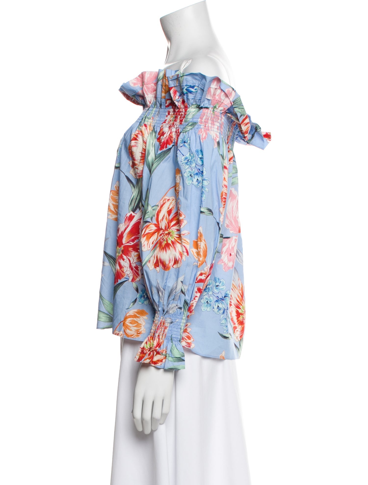 Christy Lynn Floral Print Off-The-Shoulder Blouse