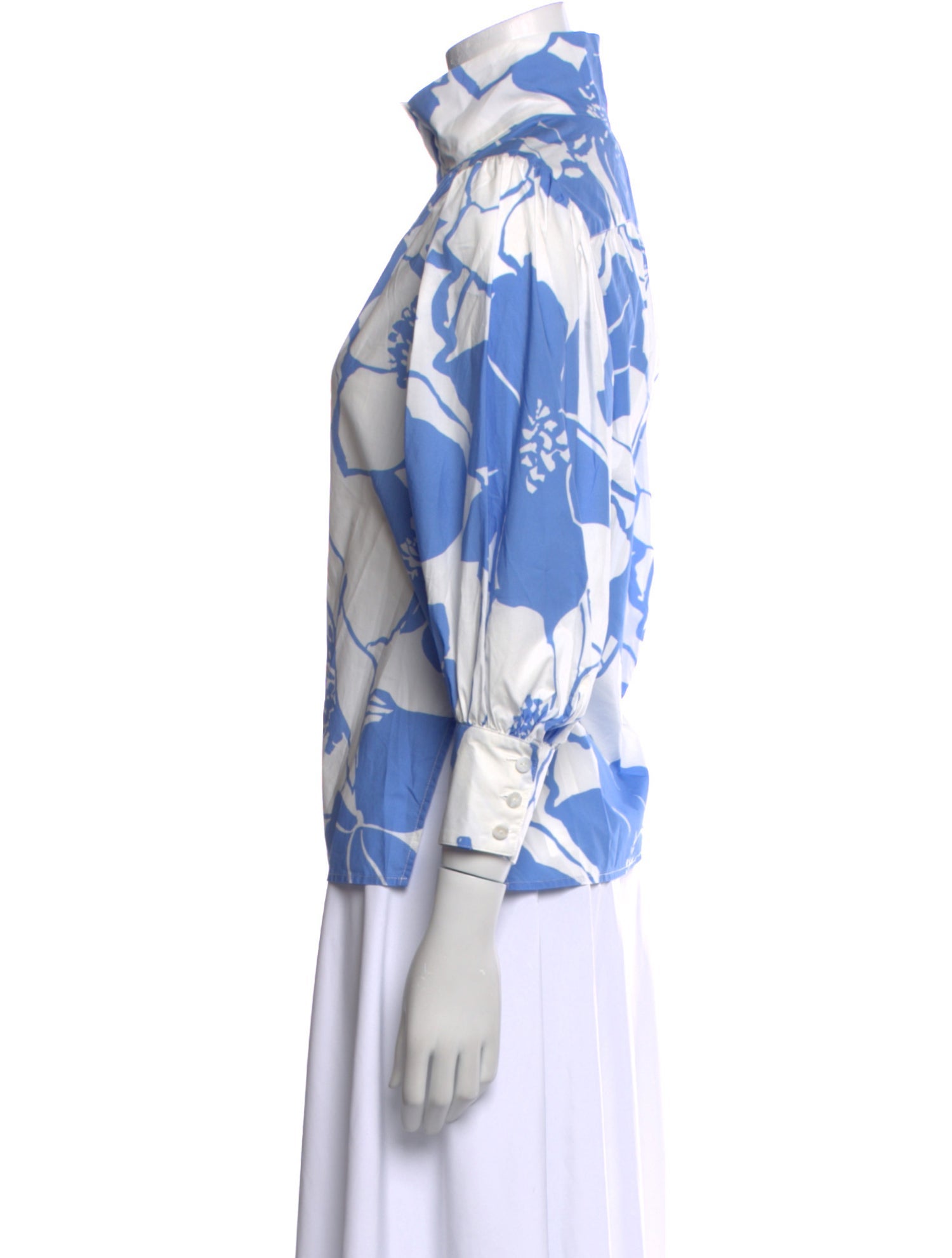 Christy Lynn Floral Print Mock Neck Button-Up Top