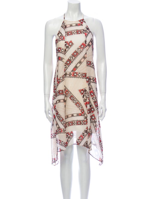 Club Monaco Silk Midi Length Dress Metallic