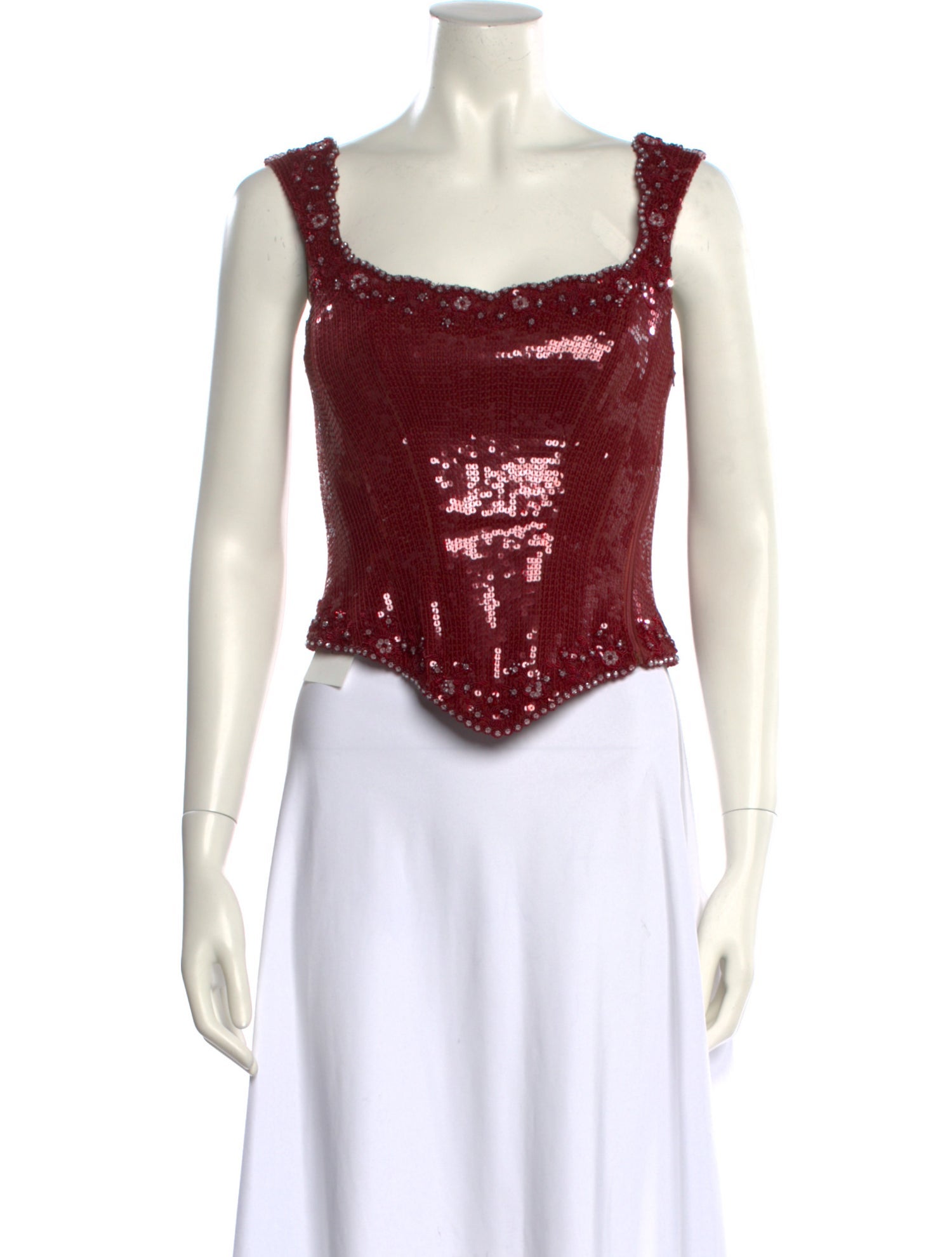 Clio Peppiatt Square Neckline Sleeveless Crop Top