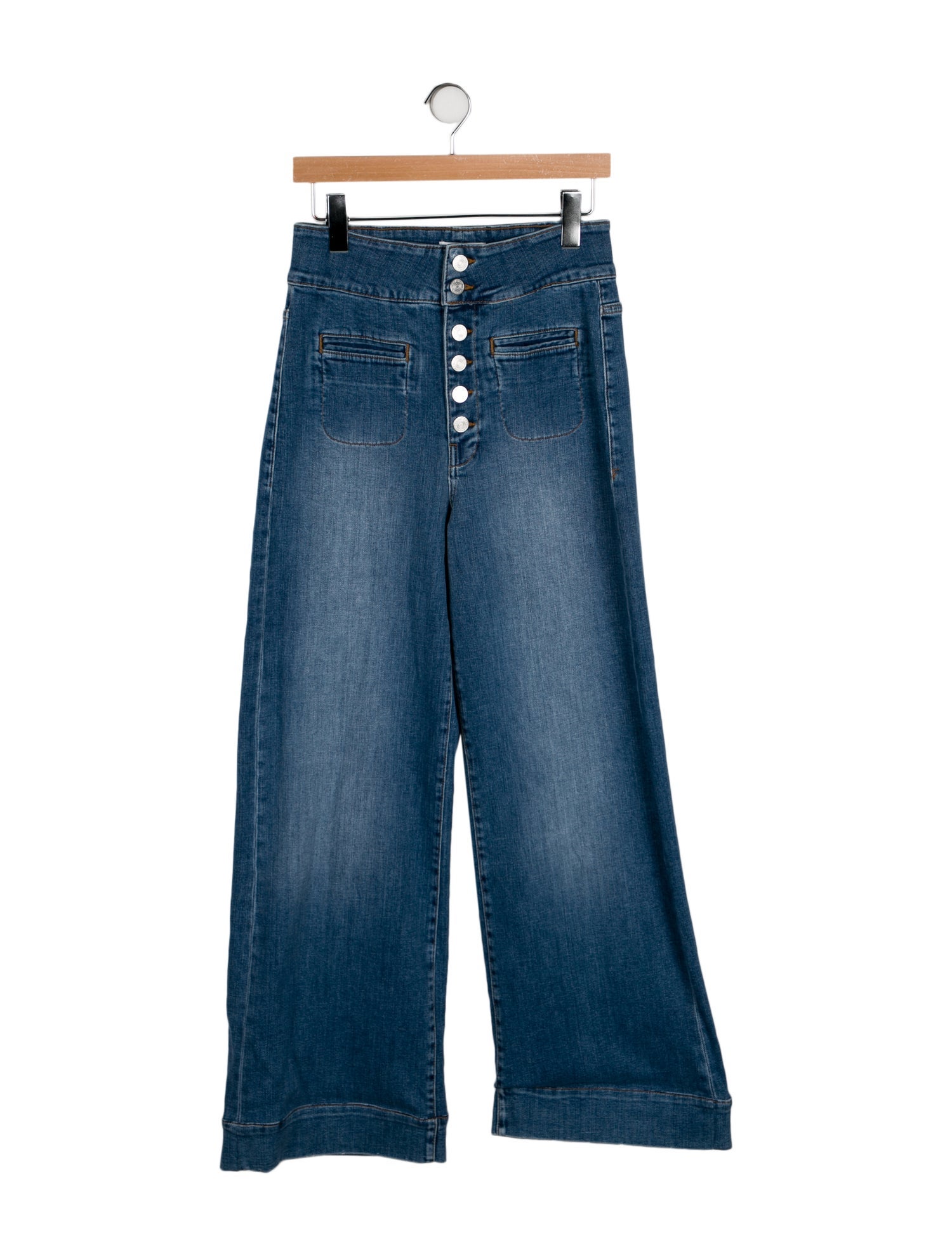 Claudia Schiffer X Frame High-Rise Wide Leg Jeans - Blue