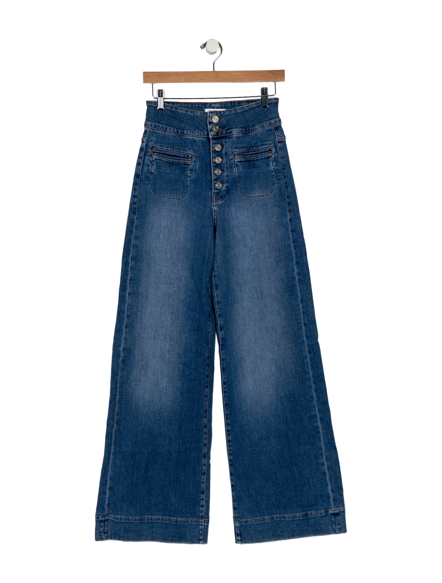 Claudia Schiffer X Frame Mid-Rise Wide Leg Jeans